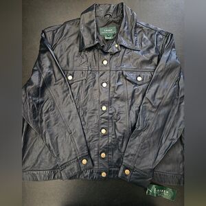 NWT - Lauren Ralph Lauren Leather "Flag Navy" Jacket - Size 2X